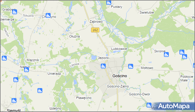 mapa Jeziorki gmina Gościno, Jeziorki gmina Gościno na mapie Targeo