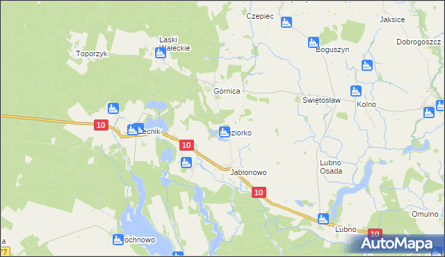 mapa Jeziorko gmina Wałcz, Jeziorko gmina Wałcz na mapie Targeo