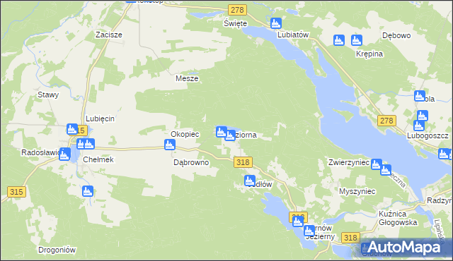 mapa Jeziorna gmina Nowa Sól, Jeziorna gmina Nowa Sól na mapie Targeo