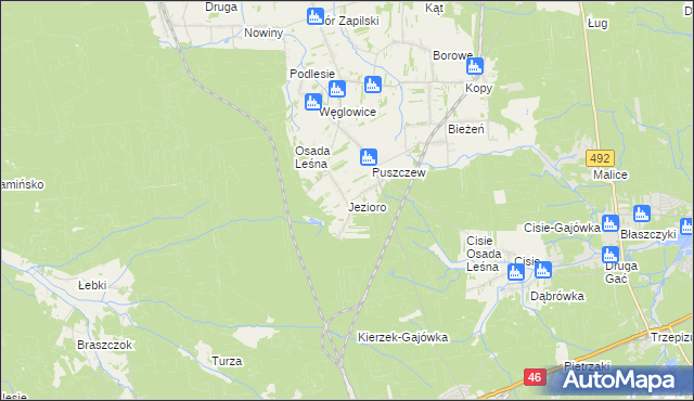 mapa Jezioro gmina Wręczyca Wielka, Jezioro gmina Wręczyca Wielka na mapie Targeo