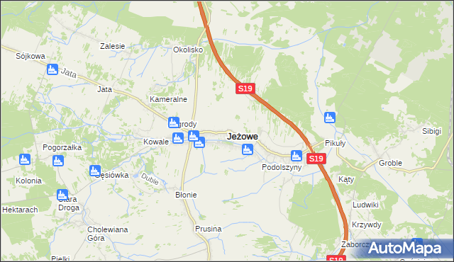 mapa Jeżowe, Jeżowe na mapie Targeo