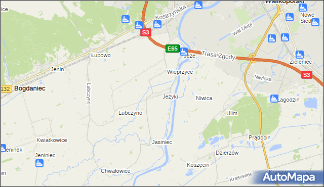 mapa Jeżyki, Jeżyki na mapie Targeo