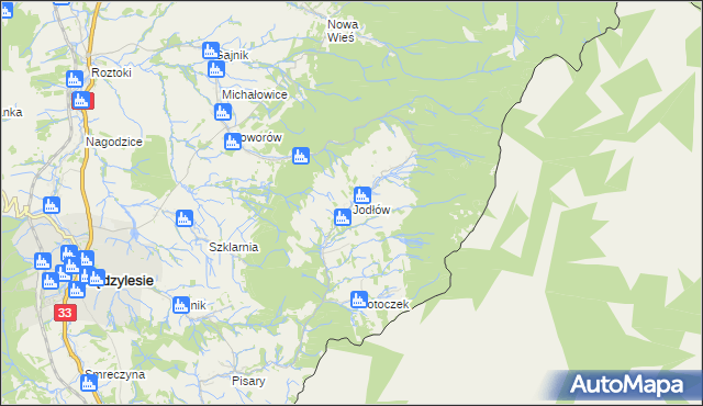 mapa Jodłów gmina Międzylesie, Jodłów gmina Międzylesie na mapie Targeo