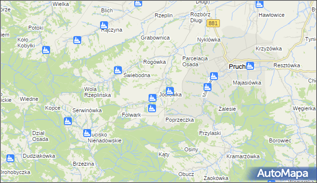 mapa Jodłówka gmina Pruchnik, Jodłówka gmina Pruchnik na mapie Targeo