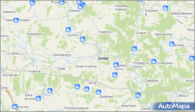 mapa Joniec, Joniec na mapie Targeo