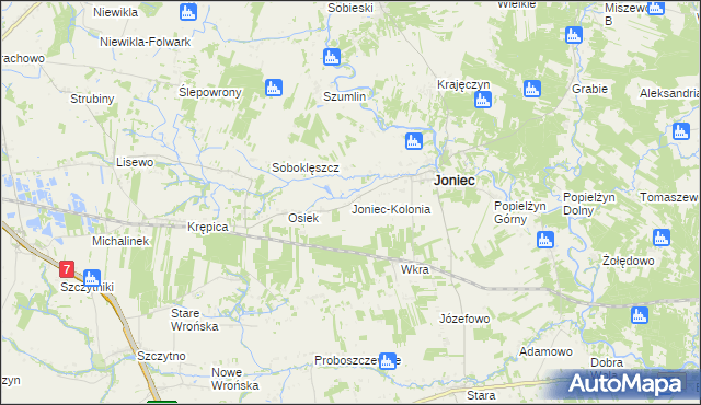 mapa Joniec-Kolonia, Joniec-Kolonia na mapie Targeo