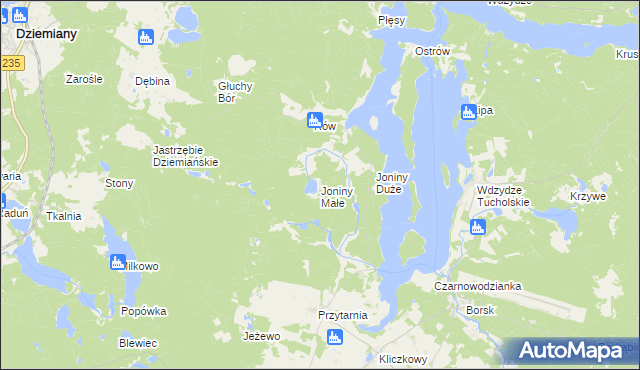 mapa Joniny Małe, Joniny Małe na mapie Targeo