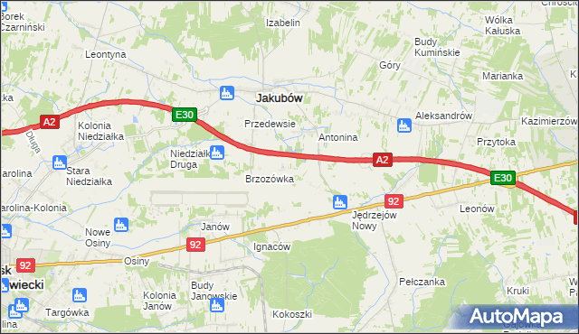mapa Józefin gmina Jakubów, Józefin gmina Jakubów na mapie Targeo
