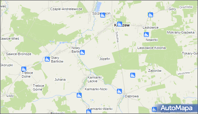 mapa Józefin gmina Korczew, Józefin gmina Korczew na mapie Targeo