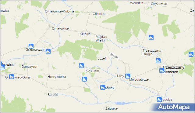 mapa Józefin gmina Trzeszczany, Józefin gmina Trzeszczany na mapie Targeo