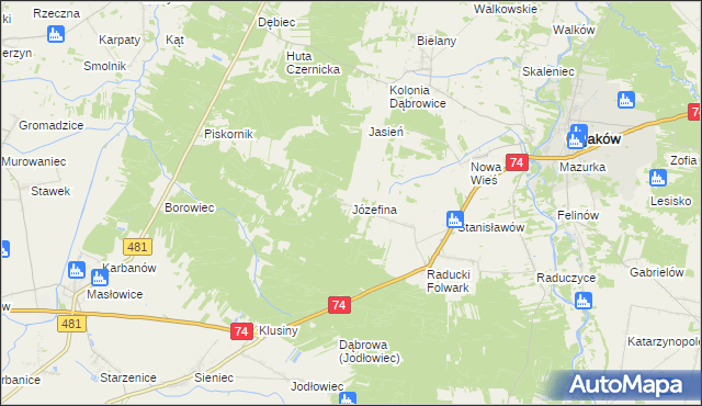 mapa Józefina gmina Osjaków, Józefina gmina Osjaków na mapie Targeo