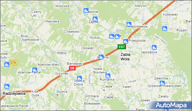 mapa Józefina gmina Żabia Wola, Józefina gmina Żabia Wola na mapie Targeo