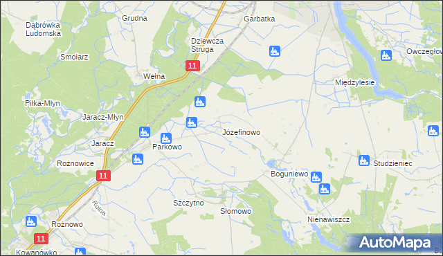 mapa Józefinowo gmina Rogoźno, Józefinowo gmina Rogoźno na mapie Targeo