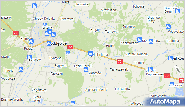 mapa Józefka gmina Poddębice, Józefka gmina Poddębice na mapie Targeo