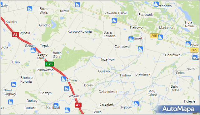 mapa Józefków gmina Gostynin, Józefków gmina Gostynin na mapie Targeo