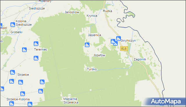 mapa Józefów gmina Dubienka, Józefów gmina Dubienka na mapie Targeo