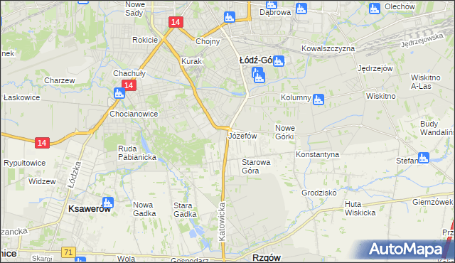 mapa Józefów gmina Łódź, Józefów gmina Łódź na mapie Targeo