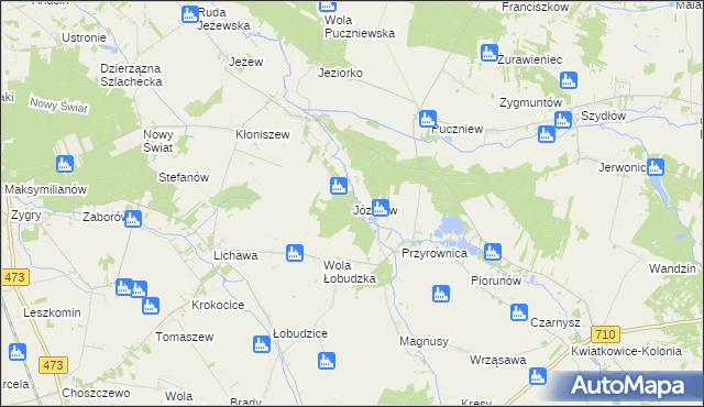 mapa Józefów gmina Zadzim, Józefów gmina Zadzim na mapie Targeo