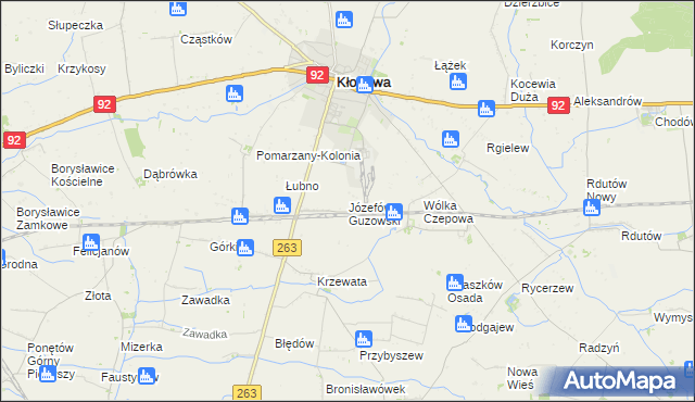 mapa Józefów Guzowski, Józefów Guzowski na mapie Targeo