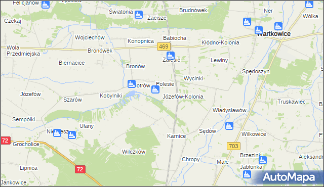 mapa Józefów-Kolonia, Józefów-Kolonia na mapie Targeo