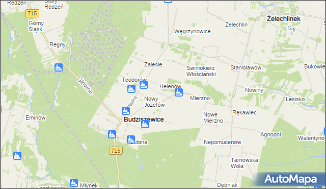 mapa Józefów Stary gmina Budziszewice, Józefów Stary gmina Budziszewice na mapie Targeo