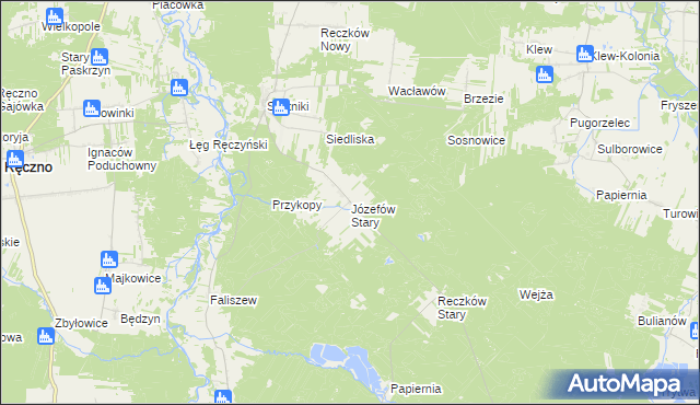 mapa Józefów Stary gmina Przedbórz, Józefów Stary gmina Przedbórz na mapie Targeo