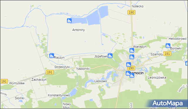 mapa Józefowice gmina Szamocin, Józefowice gmina Szamocin na mapie Targeo