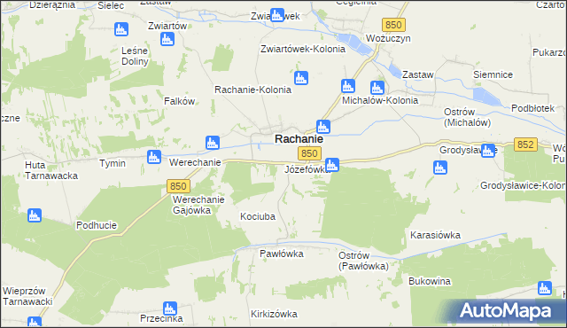 mapa Józefówka gmina Rachanie, Józefówka gmina Rachanie na mapie Targeo