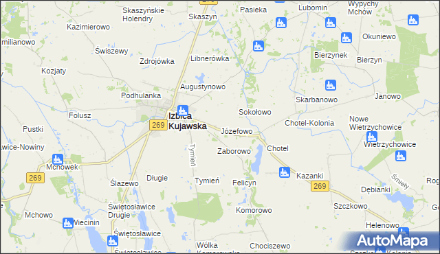 mapa Józefowo gmina Izbica Kujawska, Józefowo gmina Izbica Kujawska na mapie Targeo