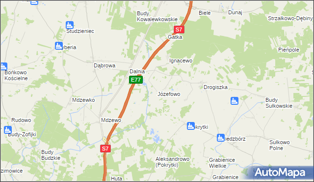 mapa Józefowo gmina Strzegowo, Józefowo gmina Strzegowo na mapie Targeo