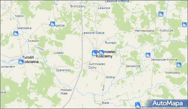 mapa Juchnowiec Górny, Juchnowiec Górny na mapie Targeo