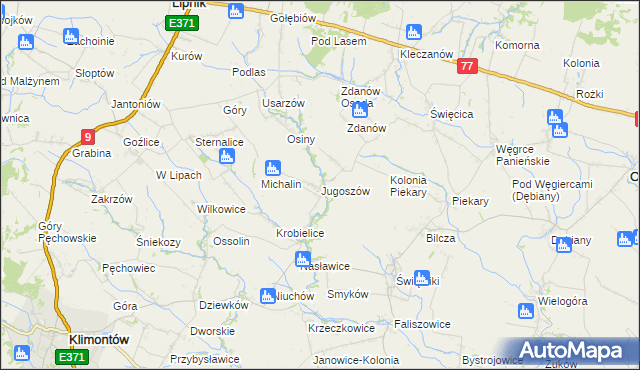 mapa Jugoszów, Jugoszów na mapie Targeo