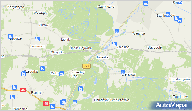 mapa Julianka gmina Przyrów, Julianka gmina Przyrów na mapie Targeo