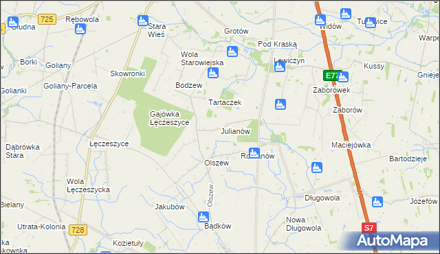 mapa Julianów gmina Belsk Duży, Julianów gmina Belsk Duży na mapie Targeo
