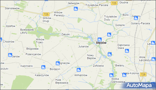 mapa Julianów gmina Błędów, Julianów gmina Błędów na mapie Targeo