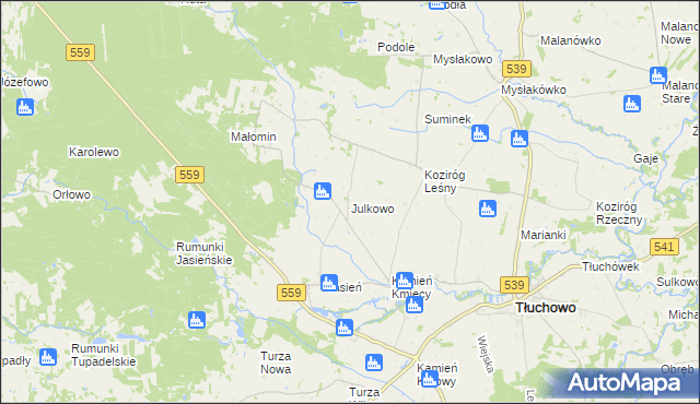 mapa Julkowo, Julkowo na mapie Targeo