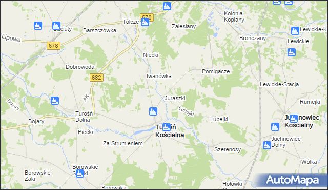 mapa Juraszki, Juraszki na mapie Targeo