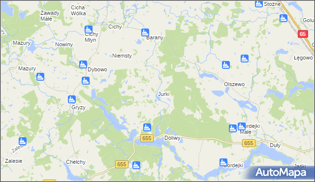 mapa Jurki gmina Świętajno, Jurki gmina Świętajno na mapie Targeo