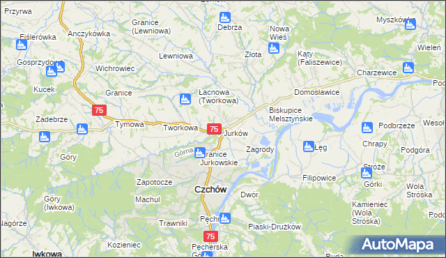 mapa Jurków gmina Czchów, Jurków gmina Czchów na mapie Targeo