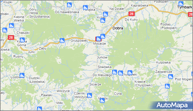 mapa Jurków gmina Dobra, Jurków gmina Dobra na mapie Targeo