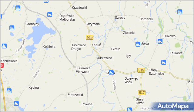 mapa Jurkowice gmina Stary Targ, Jurkowice gmina Stary Targ na mapie Targeo