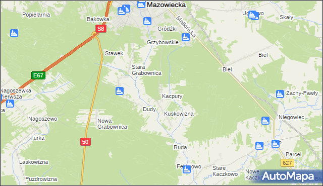 mapa Kacpury, Kacpury na mapie Targeo