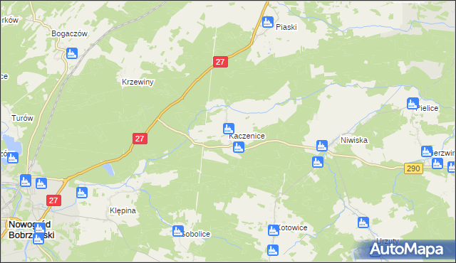 mapa Kaczenice, Kaczenice na mapie Targeo