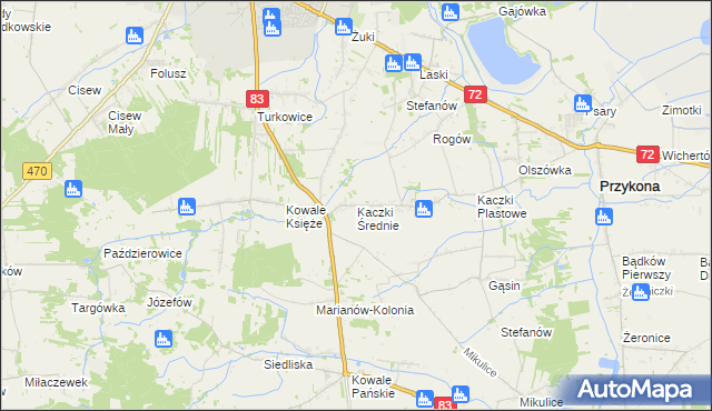 mapa Kaczki Średnie, Kaczki Średnie na mapie Targeo