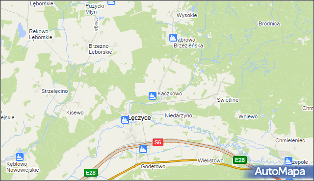 mapa Kaczkowo gmina Łęczyce, Kaczkowo gmina Łęczyce na mapie Targeo