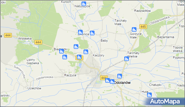 mapa Kaczory gmina Odolanów, Kaczory gmina Odolanów na mapie Targeo