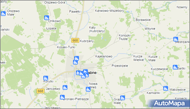 mapa Kajetanowo gmina Jedwabne, Kajetanowo gmina Jedwabne na mapie Targeo