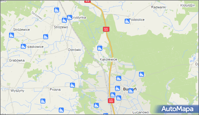 mapa Kąkolewice gmina Budzyń, Kąkolewice gmina Budzyń na mapie Targeo