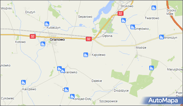 mapa Kąkolewo gmina Granowo, Kąkolewo gmina Granowo na mapie Targeo