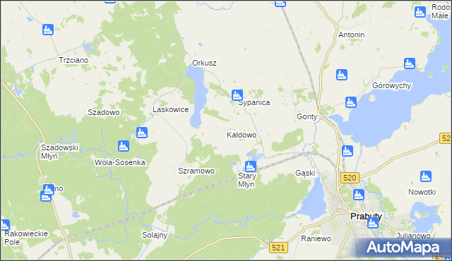 mapa Kałdowo gmina Prabuty, Kałdowo gmina Prabuty na mapie Targeo